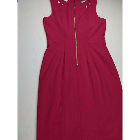 Eliza J Pink Peekaboo Neckline Gold Back Zipper Sheath Cocktail Dress Size 2 - Picture 2 of 8